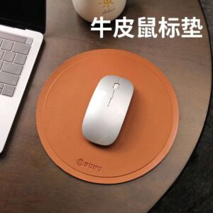 Round Shaped Cow Leather Mouse Pad